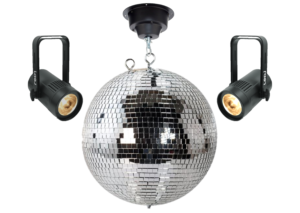 mirror disco ball hire, wiltshire wedding, pin spots, warm white, lighting